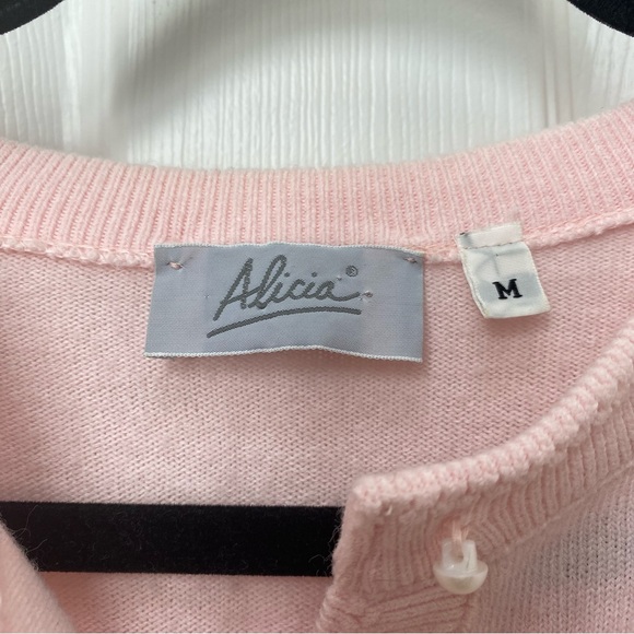 Alicia Pastel Pink Cardigan Made in USA - Picture 2 of 4